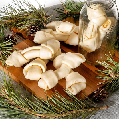 Pet Factory 100% Made in USA Beefhide 6-7" Knotted Bones Dog Chew Treats - Natural Flavor, 8 Count/1 Pack