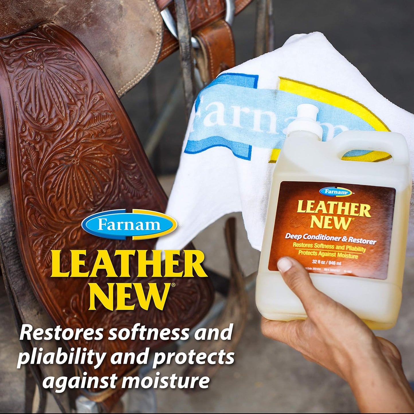 Farnam Leather New Deep-Cleaning Conditioner and Restorer for Saddles and Leather, 16 Ounces