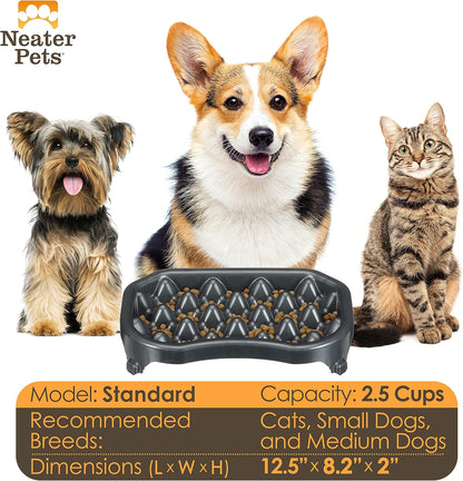 Neater Pet Brands Neater Slow Feeder Dog Bowls, Slows Down Fast Eaters to Help Digestion & Prevent Overeating, Non-Slip Food Bowl, BPA-Free, Holds 2.5 Cup of Food for Small to Medium Breed or Puppy