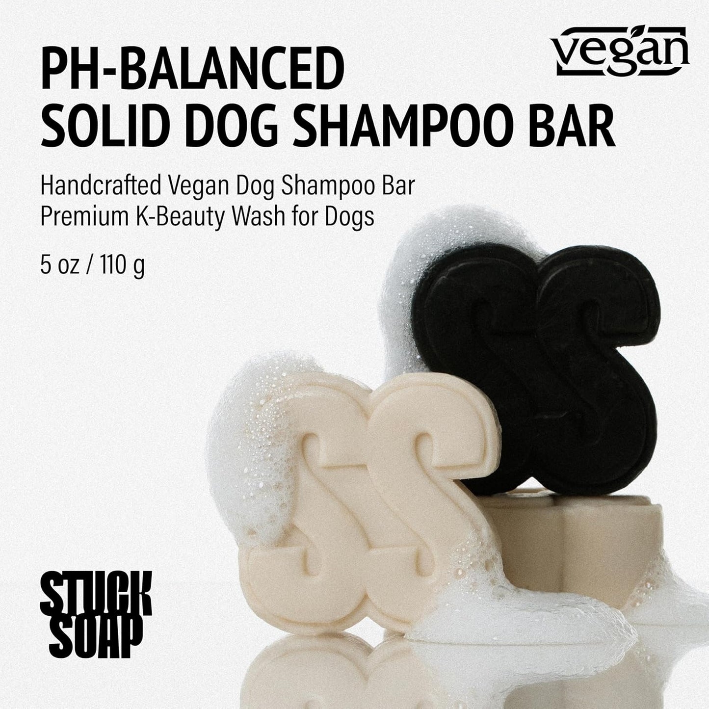 Vegan Dog Shampoo Bar Premium K-Beauty Inspired Gentle Dog Shampoo Bar for Sensitive Skin with Green Tea, Camellia Oil & Centella Asiatica, Elegantly Scented (Silent Grove)