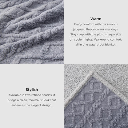 Bedsure Waterproof Dog Blankets for Large Dogs - Pet Blanket for Couch Protector Washable, Premium Jacquard Coral Fleece Cat Throw Blanket, Soft Plush Reversible Furniture Protection, 50"x60", Grey