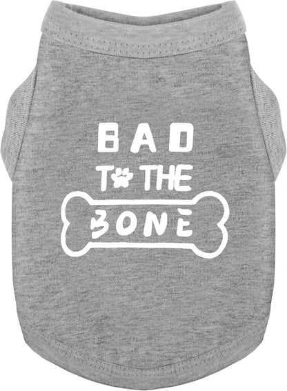 Discover Cozy Cotton Canine Wear: Soft, Lightweight, and Breathable Dog Shirt Vest with Eye-Catching Graphics(Bad to The Bone), Keeping Your Furry Friend Warm and Comfy! Grey M