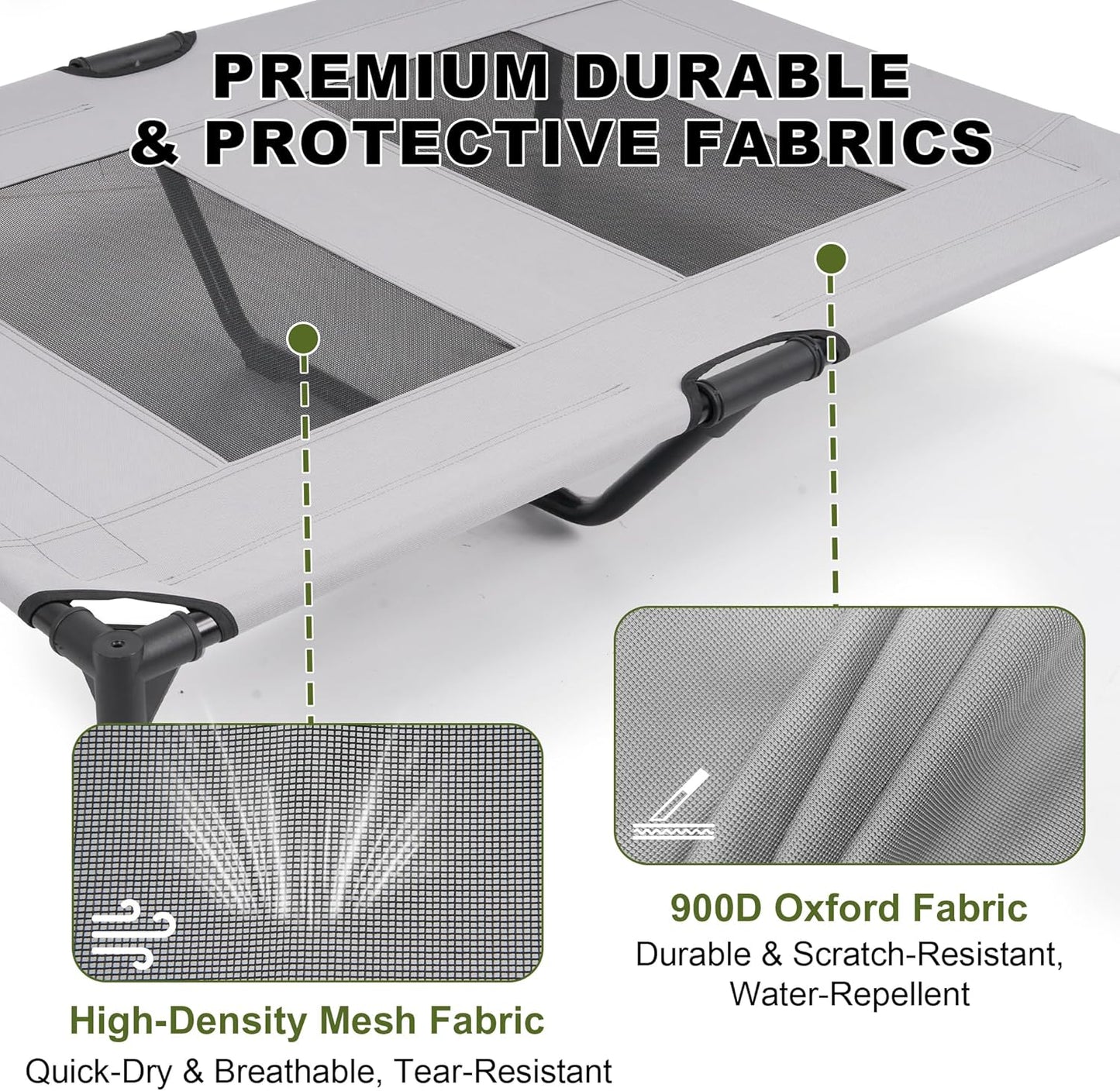 Medium Outdoor Dog Bed with UV Canopy, Elevated Pet Cot for Dogs up to 78 Lbs, Waterproof and Scratch-Resistant Raised Dog Tent with Breathable Mesh for Backyard, Patio, Camping or Indoor Use