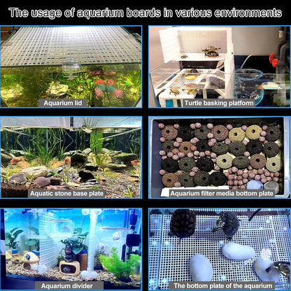 Adjustable Aquarium Fish Tank Divider Filter Bottom Plastic Grid Fish Tank Isolation Board Egg Crate Tray(White, 2pcs 11.8X11.8Inch with 0.35Inch Hole)