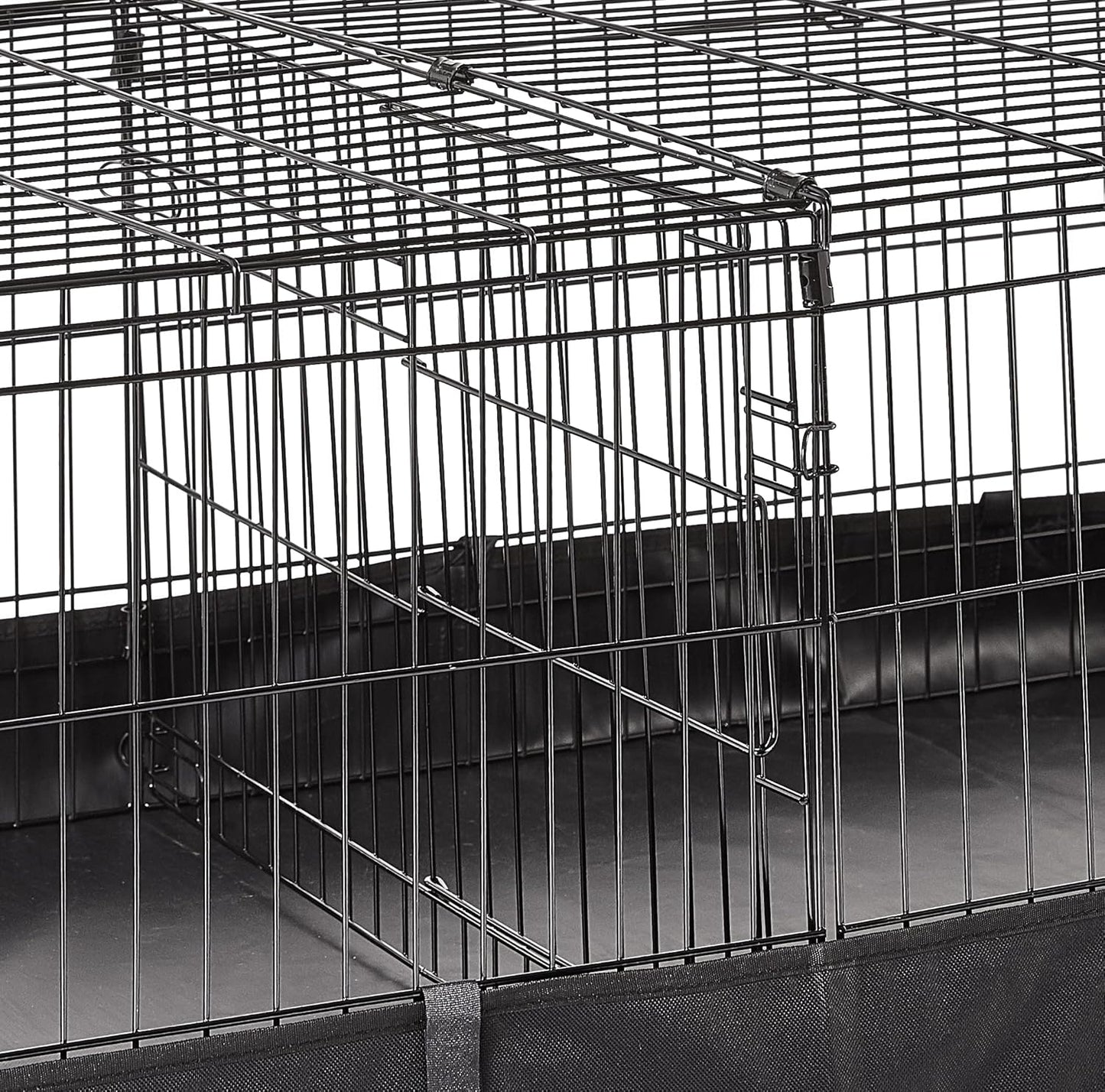 Amazon Basics Leakproof Canvas Bottom Guinea Pig Pet Cage with Divider Set, Black, 47.6"L x 24.2"W x 14.0"H