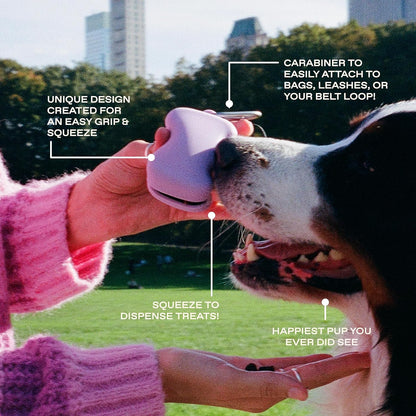 Springland by Springer Dog Treat Pouch for Effort-Free Squeeze Dispensing - Easy-Fill, Food-Grade Silicone Treat Pouches for Pet Training - Includes Carabiner-Black