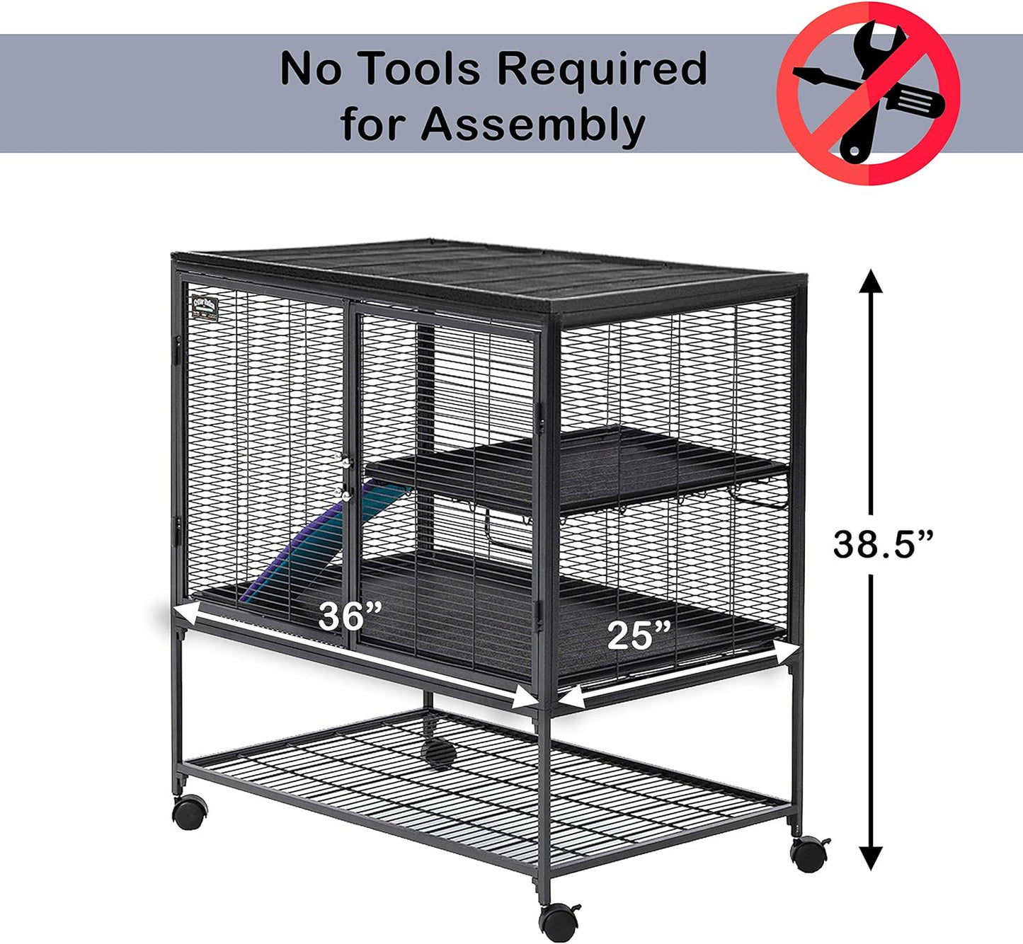 MidWest Homes for Pets Critter Nation Single Unit Small Animal Cage, 2 Tiers, Includes Pan, Shelf, Ramp & Cover, for Rats, Ferrets, Chinchillas, Sugar Gliders