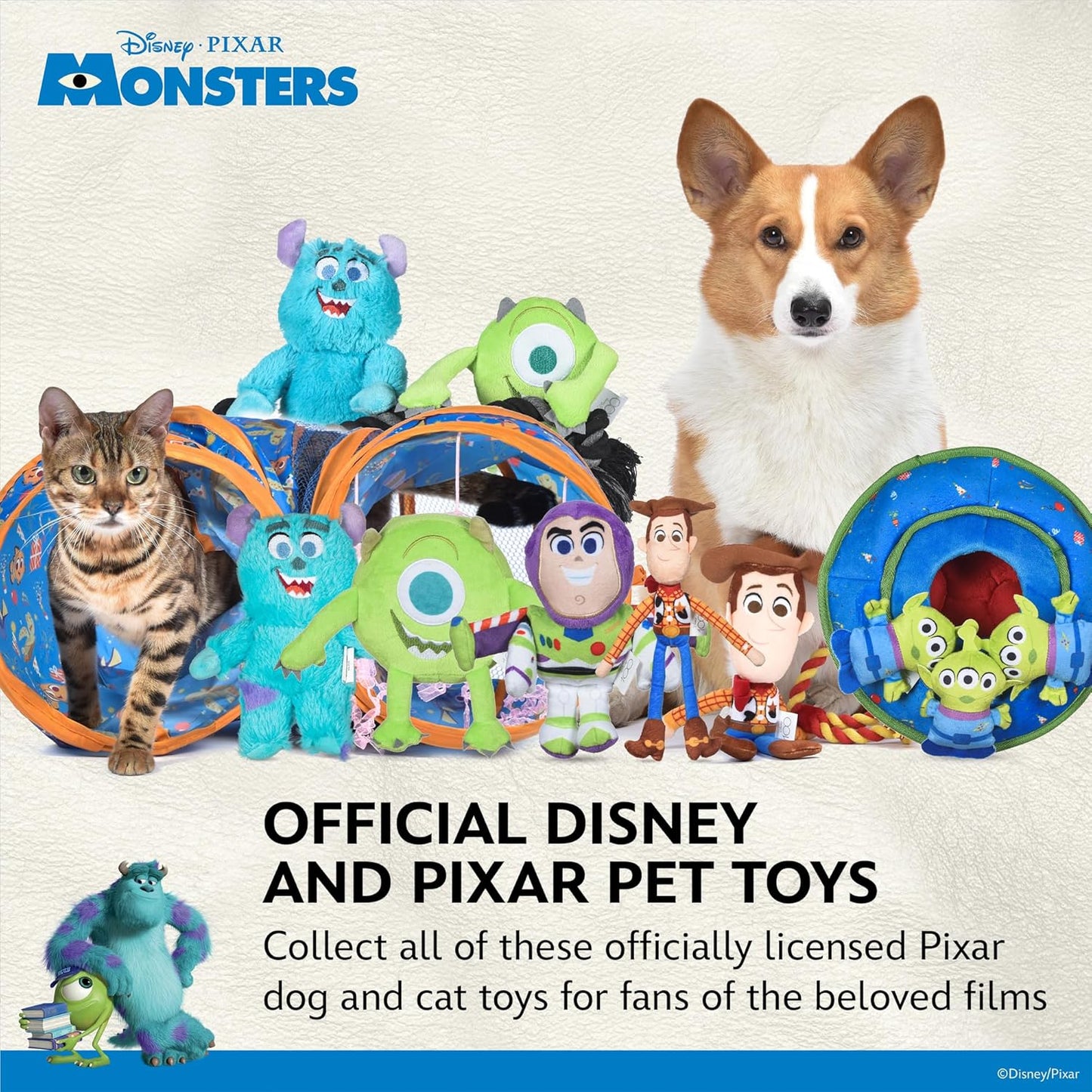 Disney for Pets Pixar’s Monsters, Inc. Rope Pet Toy, 12in Pixar Dog Toys | Rope Tug Toy for Dogs Inspired by Mike and Sulley from Pixar’s Monsters, Inc.