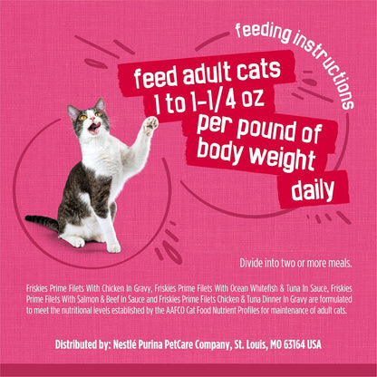 Purina Friskies Gravy Wet Cat Food Variety Pack, Surfin’ and Turfin’ Prime Filets Favorites - (Pack of 40) 5.5 oz. Cans