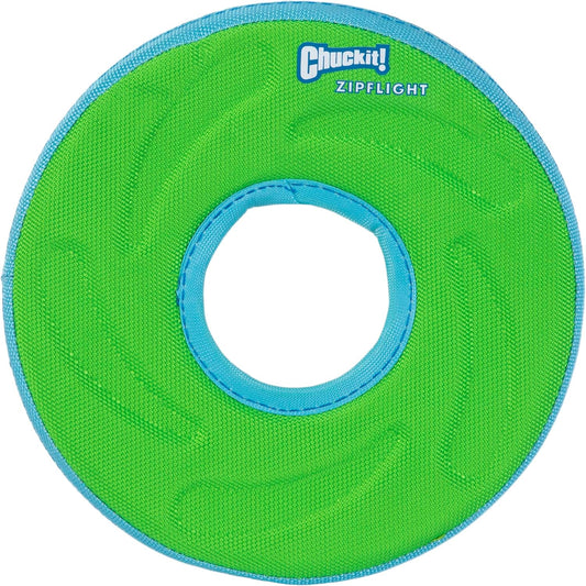 Chuckit! Amphibious ZipFlight Floating and Flying Disc Dog Toy, Medium (8.5"), Assorted Colors (Orange And Blue/Green and Blue)
