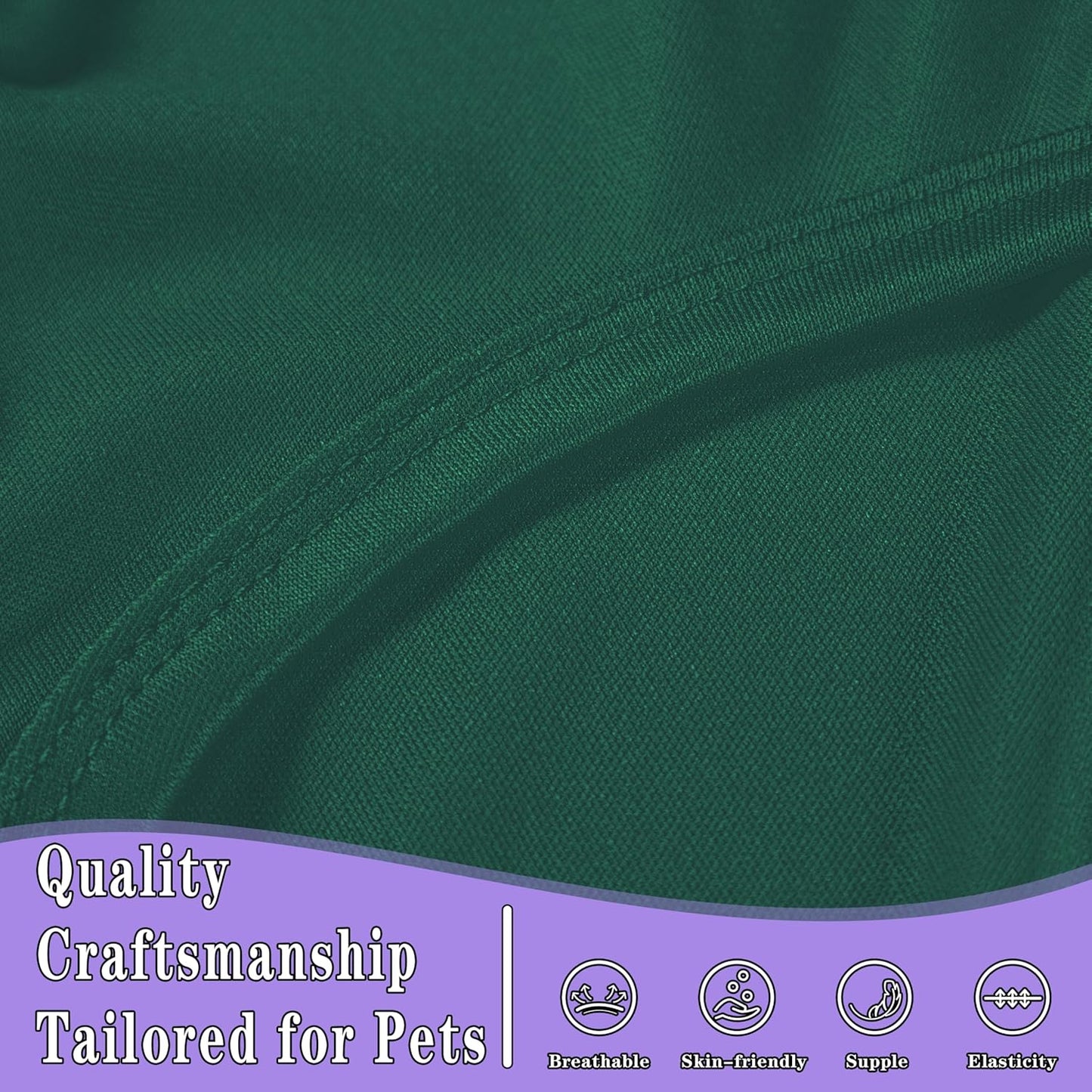 2 Pack Solid Color Dog Shirts - Lightweight, Quick Dry, Breathable Pet T-Shirts for Small to Large Dogs - Stretchy, Durable, Ideal for All Seasons and Holidays.Green Purple S