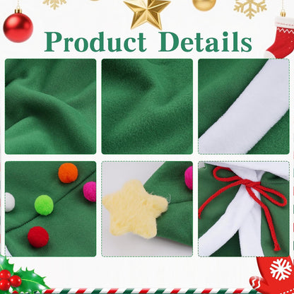 1Pc Cat Christmas Cape with Star and Pompoms Hat Festive Pets Christmas Costume Green Soft Cloak for Small Breed Dogs Holiday Party Outfit Pet Attire M Size