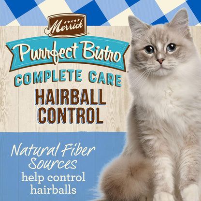 Merrick Purrfect Bistro Grain Free Natural Dry Cat Food for Adult Cats, Complete Care Hairball Control Recipe - 4 lb. Bag