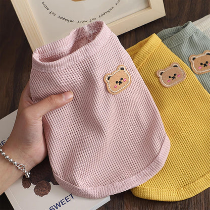 Waffle Knit Cat & Dog T Shirt for Small Dogs, Stretchable Puppy Shirt for Sphynx Cats & Small Breeds, Pet Clothes | Breathable Summer/Winter Apparel for Newborn(3PCS Large)