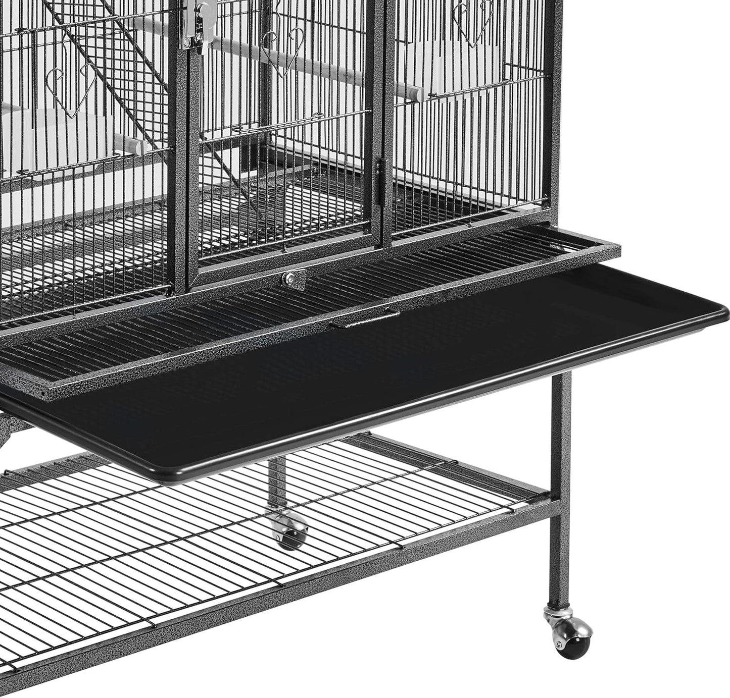 Yaheetech 69-Inch Extra Large Wrought Iron 3 Levels Ferret Chinchilla Sugar Glider Squirrel Small Animal Cage with Cross Shelves and Ladders, Black