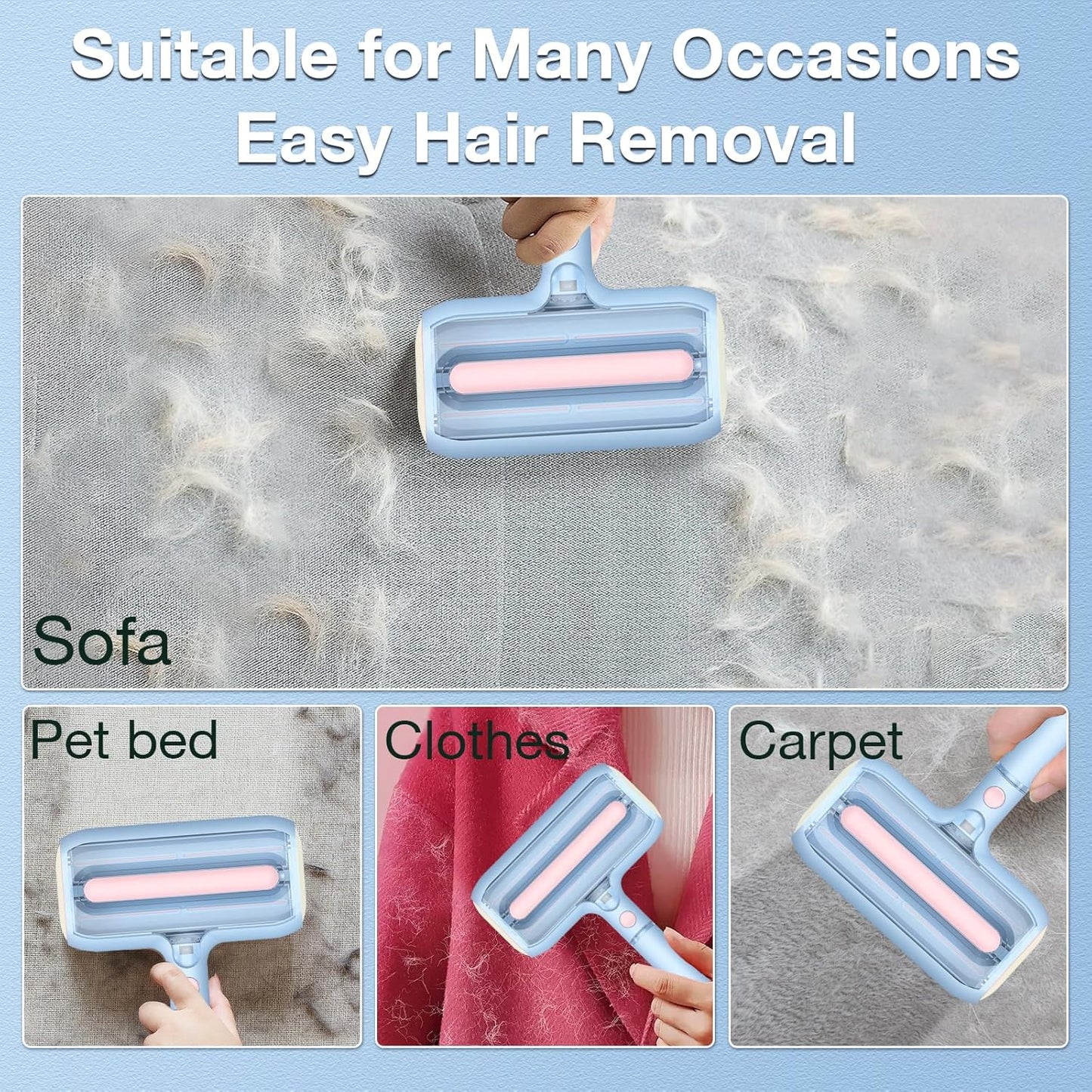 Calming Dog Bed Cat Bed + New Upgraded Double Roller Pet Hair Remover with Spray Function, Reusable Lint Roller