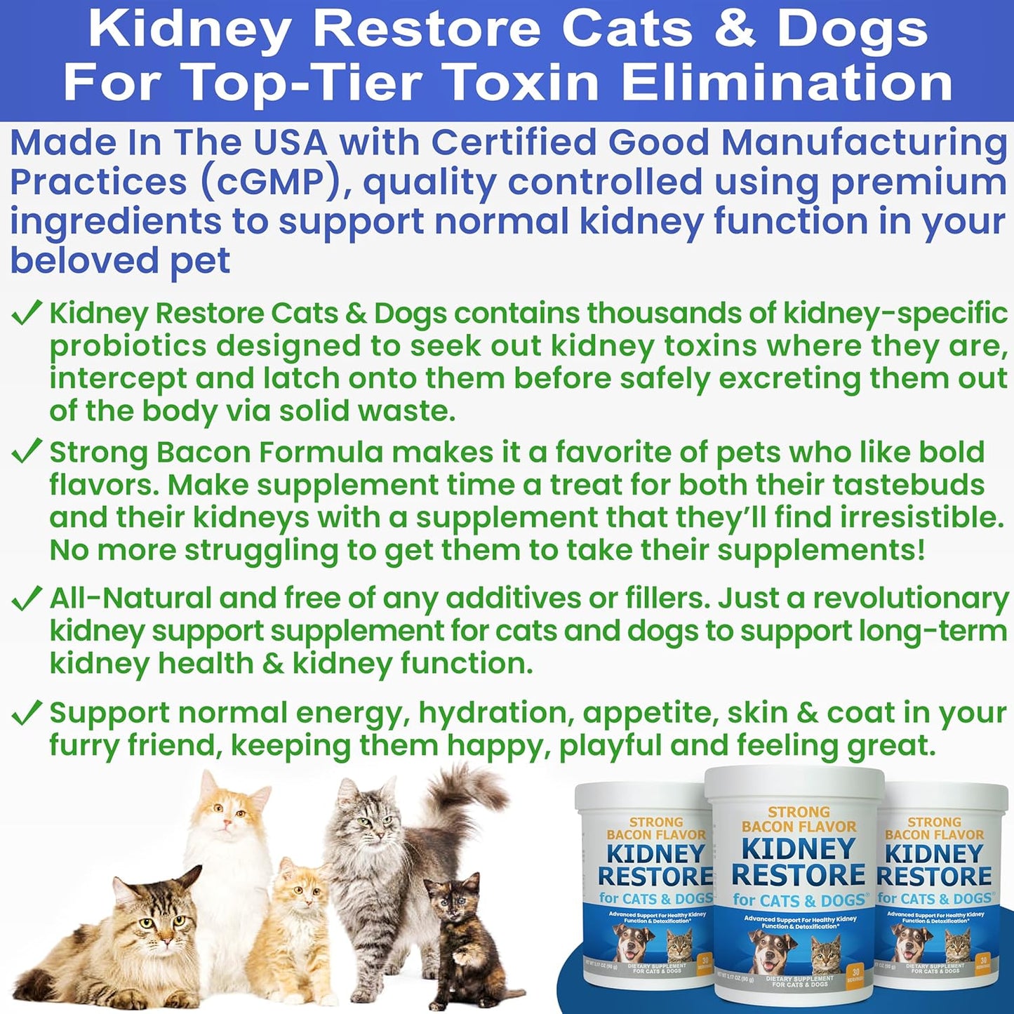 Cat and Dog Kidney Support, Natural Renal Supplements to Support Pets, Feline, Canine Healthy Kidney Function and Urinary Tract. Essential for Pet Health, Pet Alive, Easy to Add to Cats and Dogs Food