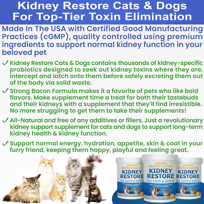 Cat and Dog Kidney Support, Natural Renal Supplements to Support Pets, Feline, Canine Healthy Kidney Function and Urinary Tract. Essential for Pet Health, Pet Alive, Easy to Add to Cats and Dogs Food
