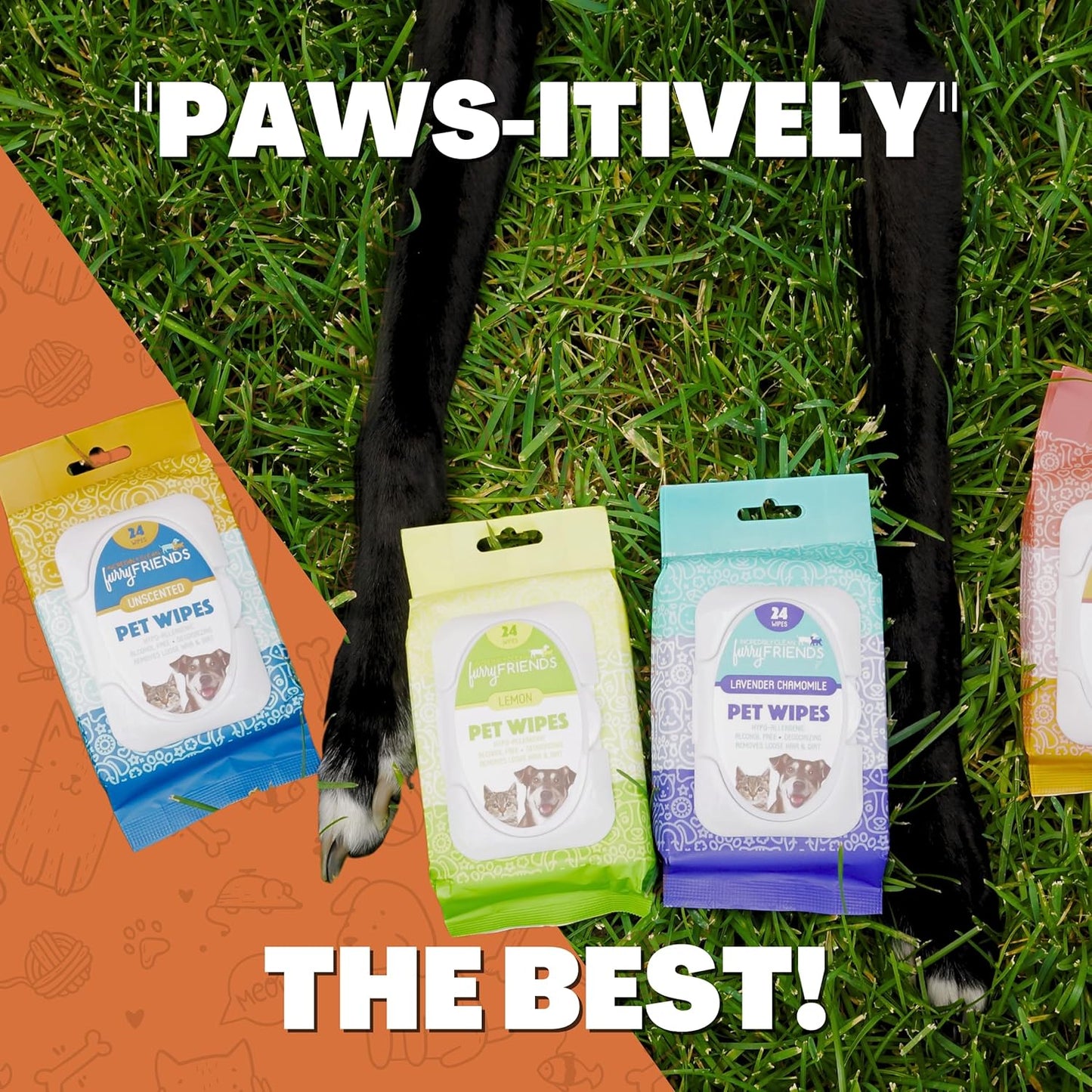 FurryFriends Pet Wipes | Mango | Hypo-allergenic | Alcohol Free| Deodorizing | Removes Loose Hair & Dirt | Incredibly Clean | 200 ct. 1 Pack