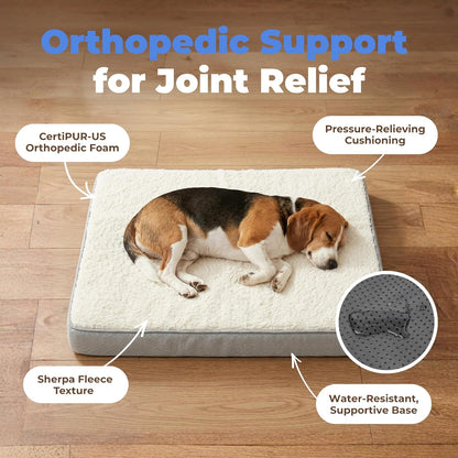 Best Pet Supplies Orthopedic Dog Bed with Memory Foam, Washable Dog Crate Mat for Small, Medium & Large Dogs, Thick Mattress for Crates, Kennels or Floor, Waterproof Pet Bed - Gray, 35 x 22 x 4