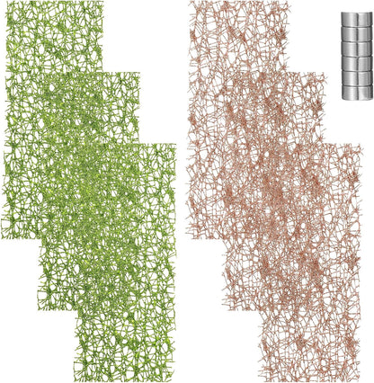 6Pcs Jumping Spider Habitat Accessories Enclosure Decor Spider Webbed Moss Ribbon with Magnets Climbing and Feeding Platforms Kit Green Brown