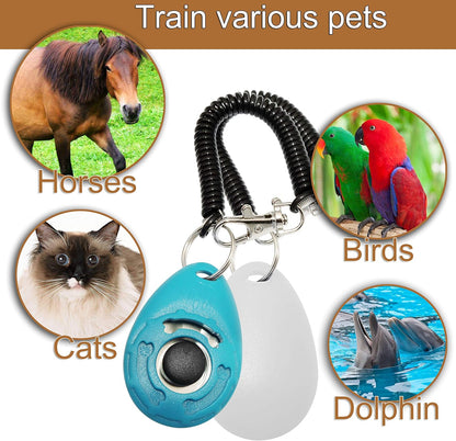 Chadou Training Clicker for Pet Like Dog Cat Horse Bird Dolphin Puppy with Wrist Strap, 2 Pack