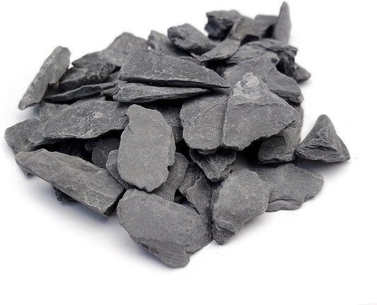 Natural Slate Stone -1/2 to 1 inch. Perfect Size for Miniature or Fairy Gardens, Aquariums, Reptiles, Terrariums, Model Railroads, Dioramas & Wargaming (1lb Grey)