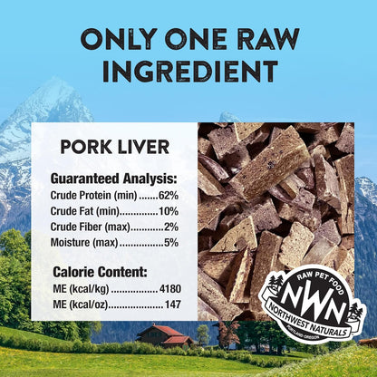 Northwest Naturals Raw Rewards Freeze-Dried Pork Liver Treats for Dogs and Cats - Bite-Sized Pieces - Healthy, 1 Ingredient, Human Grade Pet Food, All Natural - 10 Oz