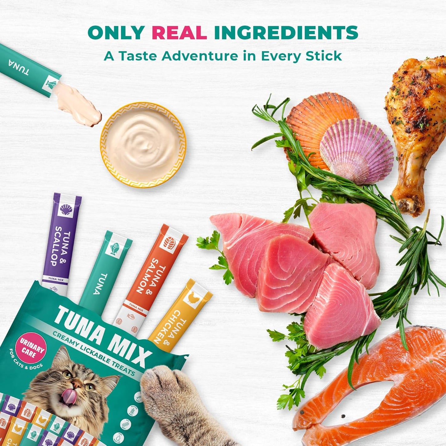 Beloved Pets Creamy Lickable Cat Treats & Wet Food Squeeze Tubes – Liquid Kitten Snacks, Urinary Tract Care, Multivitamin Treats for Cats, & Small Dogs, Lick Up 20 Sticks Tuna Mix