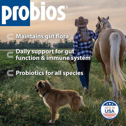 Probios Digestive Support Probiotic for All Species, Probiotics for Gut Health, Dispersible Powder, 5 lbs (Pack of 2)