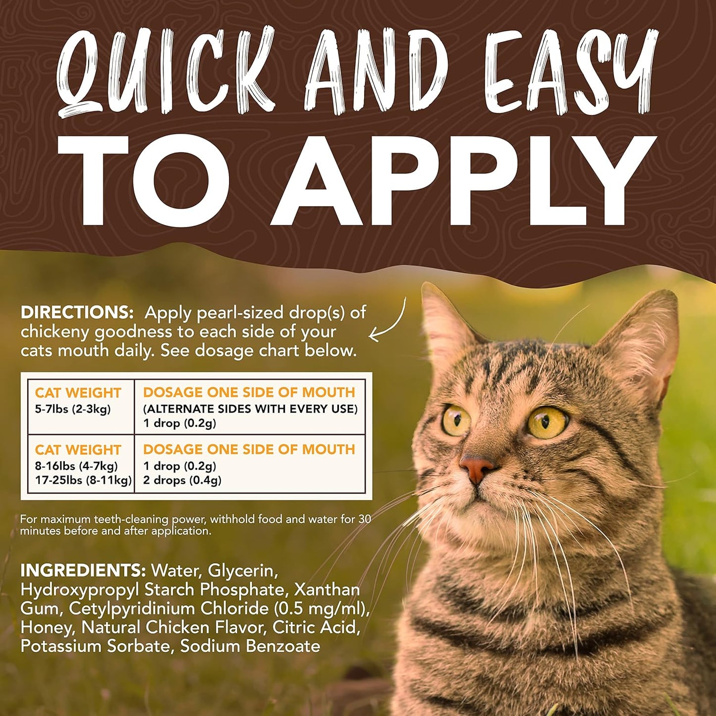 TropiClean Enticers Cat Teeth Cleaning Treat Gel | Honey Chicken Flavored Cat Toothpaste Alternative | 2 oz