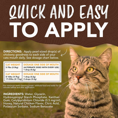 TropiClean Enticers Cat Teeth Cleaning Treat Gel | Honey Chicken Flavored Cat Toothpaste Alternative | 2 oz