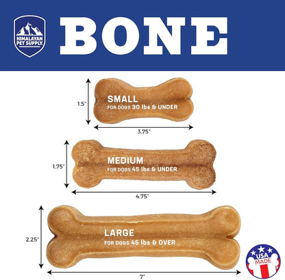 Himalayan Pet Supply Dog Chew Bone - Medium | Long Lasting, Stain Free, Protein Rich, Low Odor | 100% Natural, Healthy & Safe | No Lactose, Gluten, Soy or Grains | for Dogs 45 lbs and Under, Cheese
