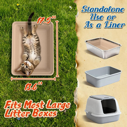 8-Pack Disposable Litter Boxes for Cats: 8/12/16 Portable Leak-Proof & Odor Control Tray for Kitty Foster Cats Indoor Travel 17.5''x13.6'' Litterbox Liner