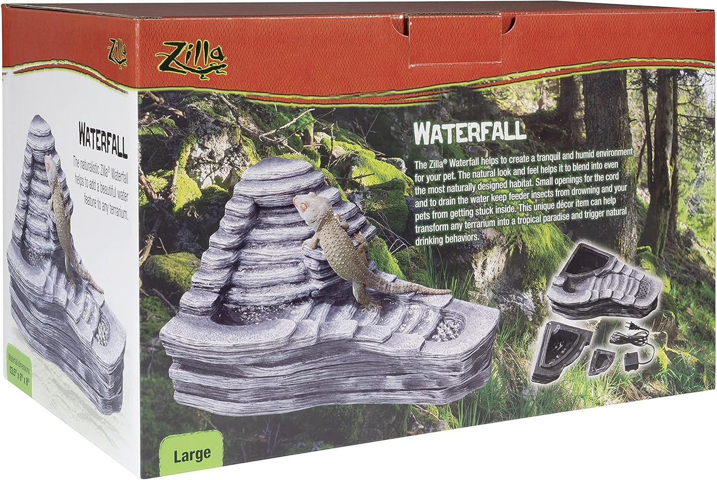 Zilla Pet Reptile Terrarium Waterfall Décor, Large
