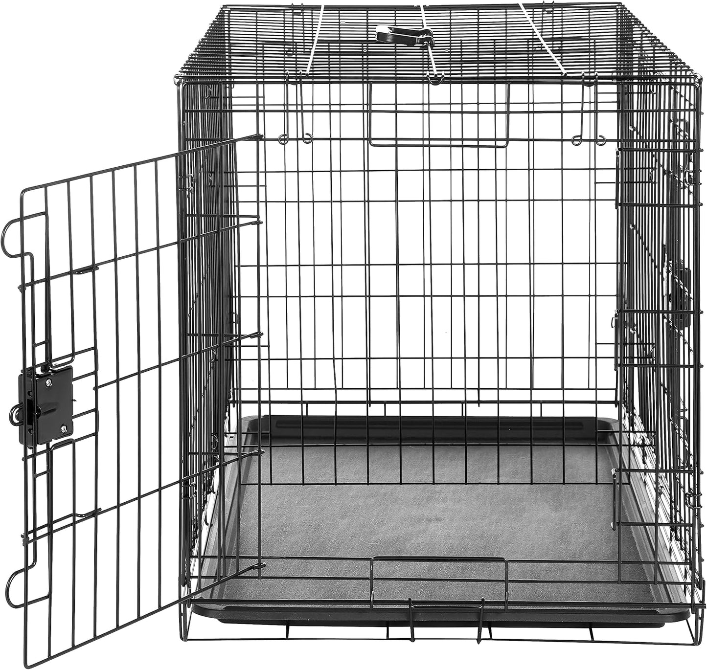 Amazon Basics - Durable, Foldable Metal Wire Dog Crate with Tray, Double Door, 36 x 23 x 25 in, Black