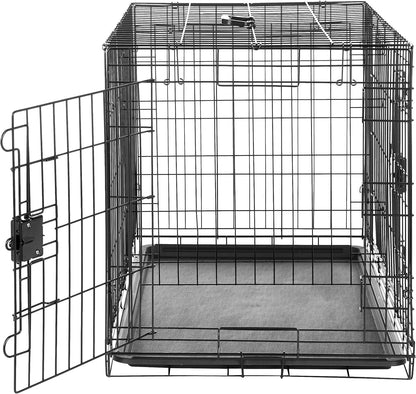 Amazon Basics - Durable, Foldable Metal Wire Dog Crate with Tray, Double Door, 36 x 23 x 25 in, Black