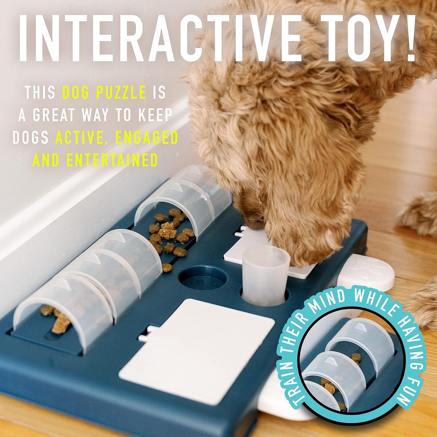Franklin Pet Supply Co. Interactive Dog Toy + Puzzle Feeder - Dog Food + Treat Puzzle Game Set for Small, Medium + Large Dogs - Enrichment Training Toy + Slow Feeder for All Dogs