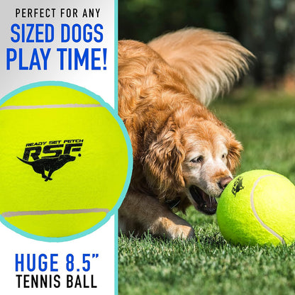 Franklin Pet Supply Co. Ready Set Fetch Oversized Dog Tennis Ball - 8.5" Jumbo Size - Pump Included