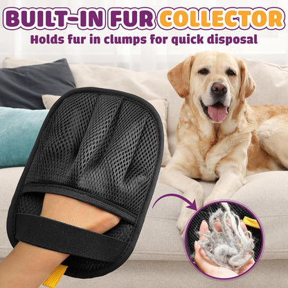 Pet Hair Removal Glove, Newly Upgraded 5-Finger Electrostatic Pet Hair Remover Glove, Reusable Cat & Dog Fur Removal Mitt, Magic Gloves for Furniture, Couch, Car, Laundry Lint Tool (1pcs)