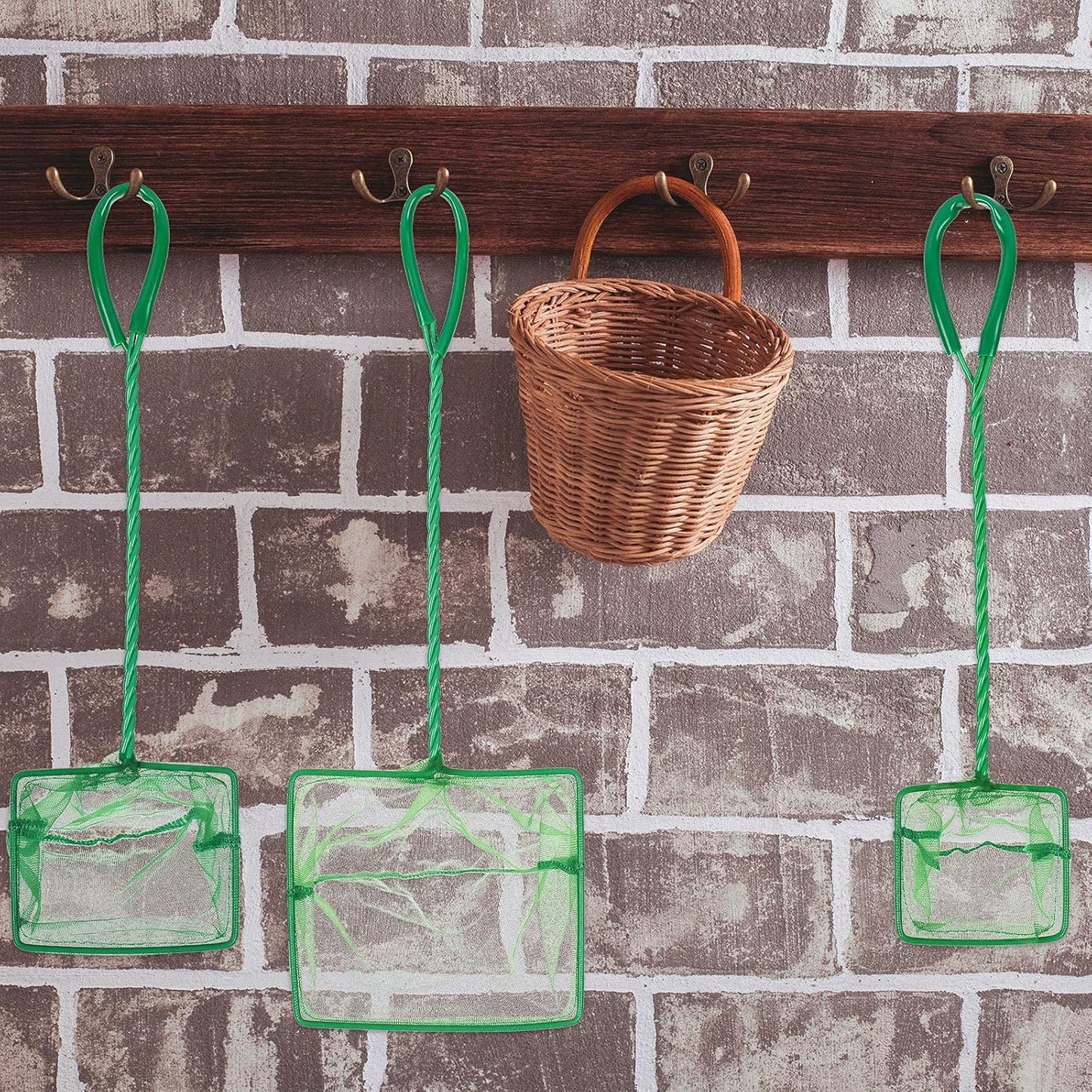 3PCS Aquarium Fish Net Fine Mesh Net Quick Catch Nets Nylon Fishing Nets with Long Plastic Handle for Fish Tank, Green, 3in 4in 6in