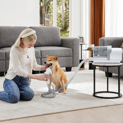 NEWBULIG 5-in-1 Pet Grooming Vacuum Kit, 2.5L Dust Cup, 3 Suction Modes and 5 Groomer Tools, Dog Clippers with Cordless Low Noise for Cats, Dogs Other Animals Hair Trimmer