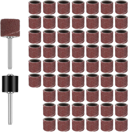 62Pcs Pet Nail Grinder Replacement Kit with Grit Sanding Bands, Dog Grinding Drums Nail Smoother Sanding Drum Set for Dogs Claw Care Grooming Supplies (80#/120#)