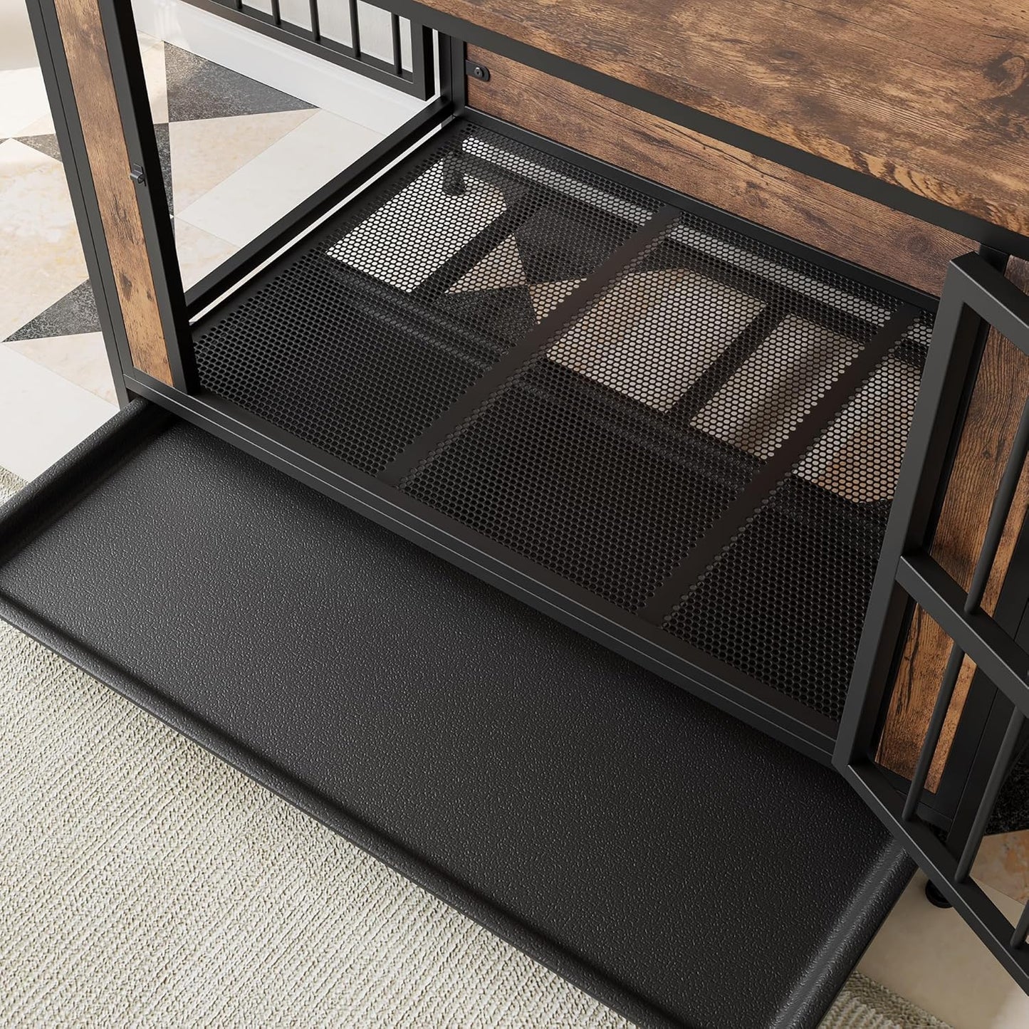 LUMILAND Stylish Dog Crate Furniture for Ultimate Comfort, Multi-Functional and Chew-Resistant Design, Rustic Brown