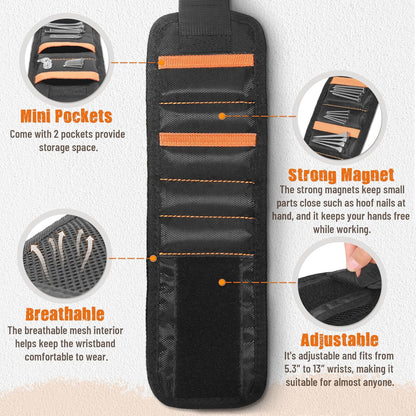 Antidious Magnetic Wrist Magnets for Holding Horseshoe Nails by Adjustable Using a Simple Hook and Loop Closure