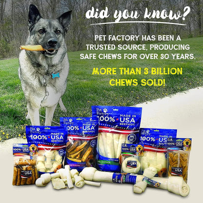 Pet Factory 7in Braided Beefhide Dog Chew Sticks with Peanut Butter Flavor - 100% USA Made Rawhide Chews for Medium Dogs, Long Lasting Dental Health, 7 inches (Pack of 6)