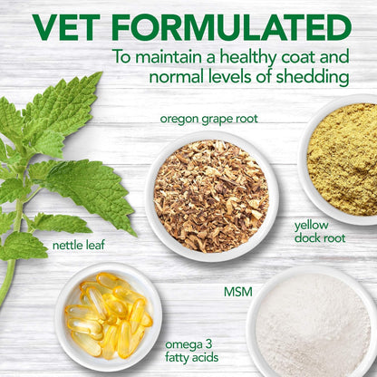 Vet's Best Healthy Coat Shed & Itch Relief for Dogs, Relieve Dogs Skin Irritation and Shedding Due to Seasonal Allergies or Dermatitis, 150 Chewable Tablets