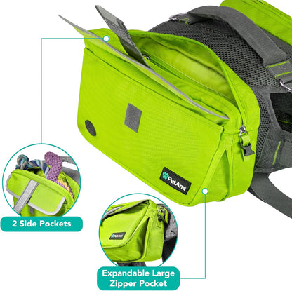 PetAmi Dog Backpack for Medium & Large Dogs, Saddle Bag for Dogs to Wear for Hiking, Pet Backpack Harness Dog Pack with Reflective Side Pockets for Walking Running