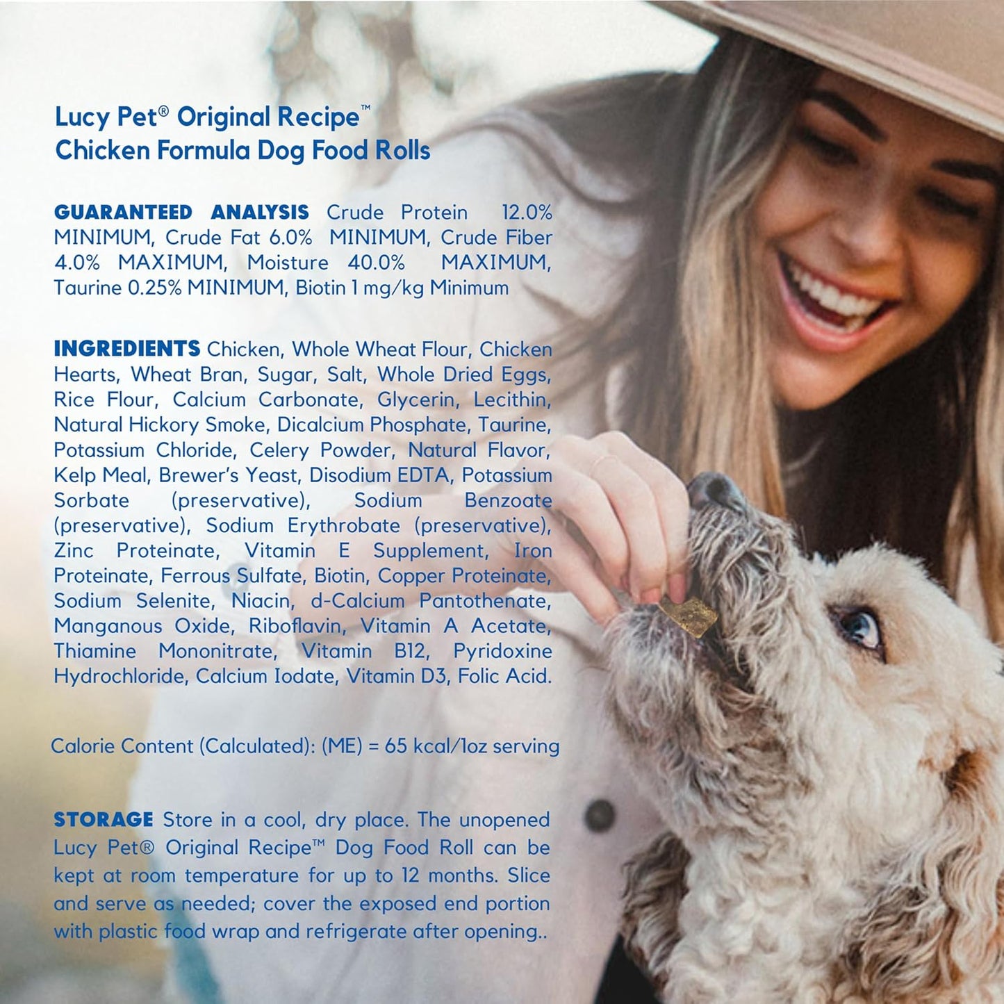 Lucy Pet Products Chicken Formula Dog Food Roll 4 lb, Meaty, Semi-Moist Dog Food (100600075)