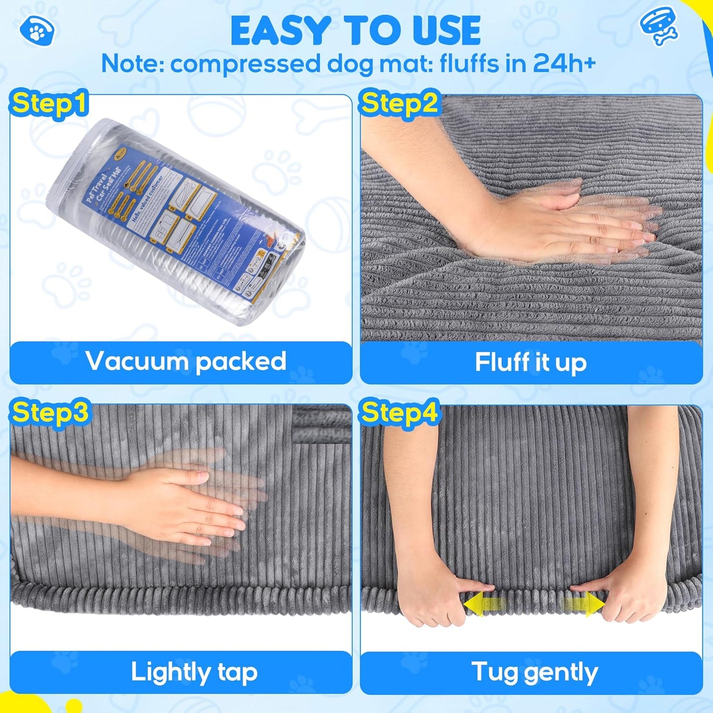 Dog Car Bed, Non-Slip Backseat Extender Pet Mat, Removable Washable Dog Bed for SUVs, Sedans & Trucks, Anti-Slip Travel Bed for Dogs, Easy Clean & Scratch-Proof & Comfort (50"x24.6")